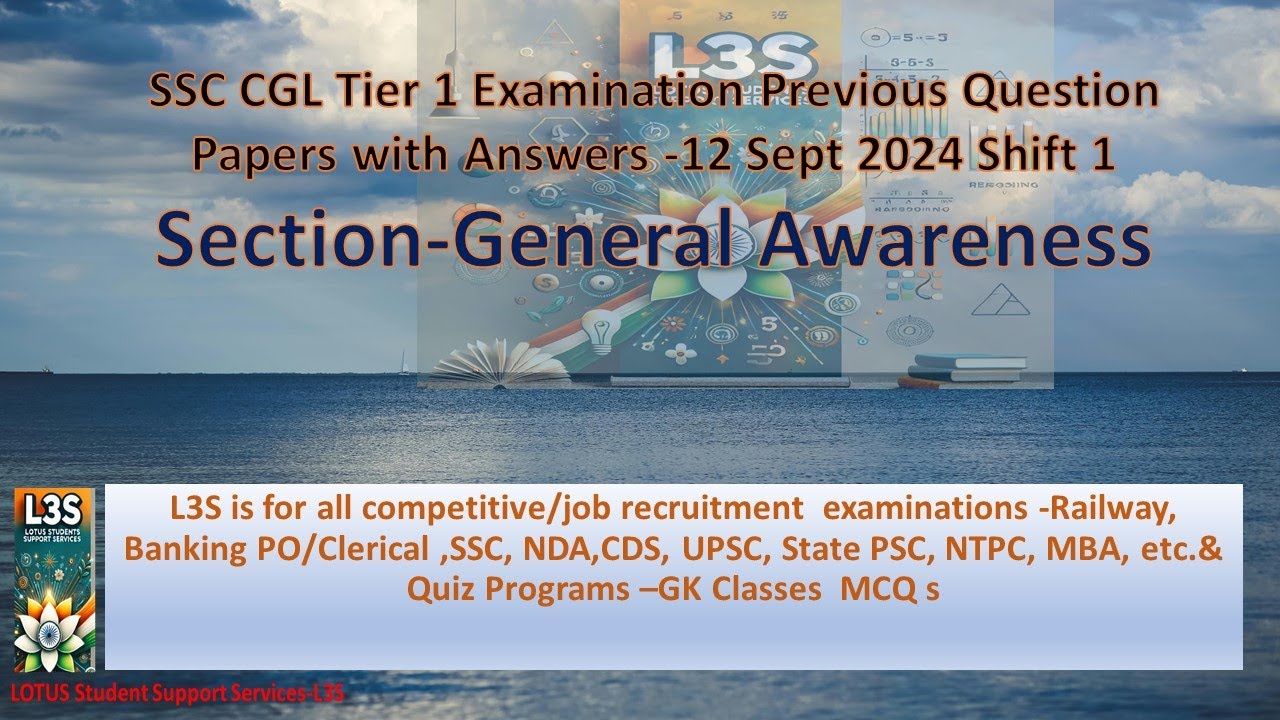 SSC - CGL Tier 1 Exam Previous Year Solution I12 September 2024 1st Shift I General Awareness