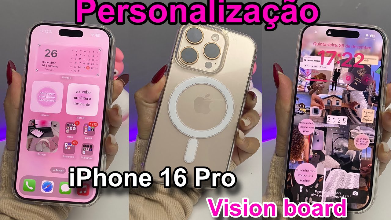 PRIMEIRA PERSONALIZAÇÃO NO MEU IPHONE 16 PRO 🎀organização para 2025