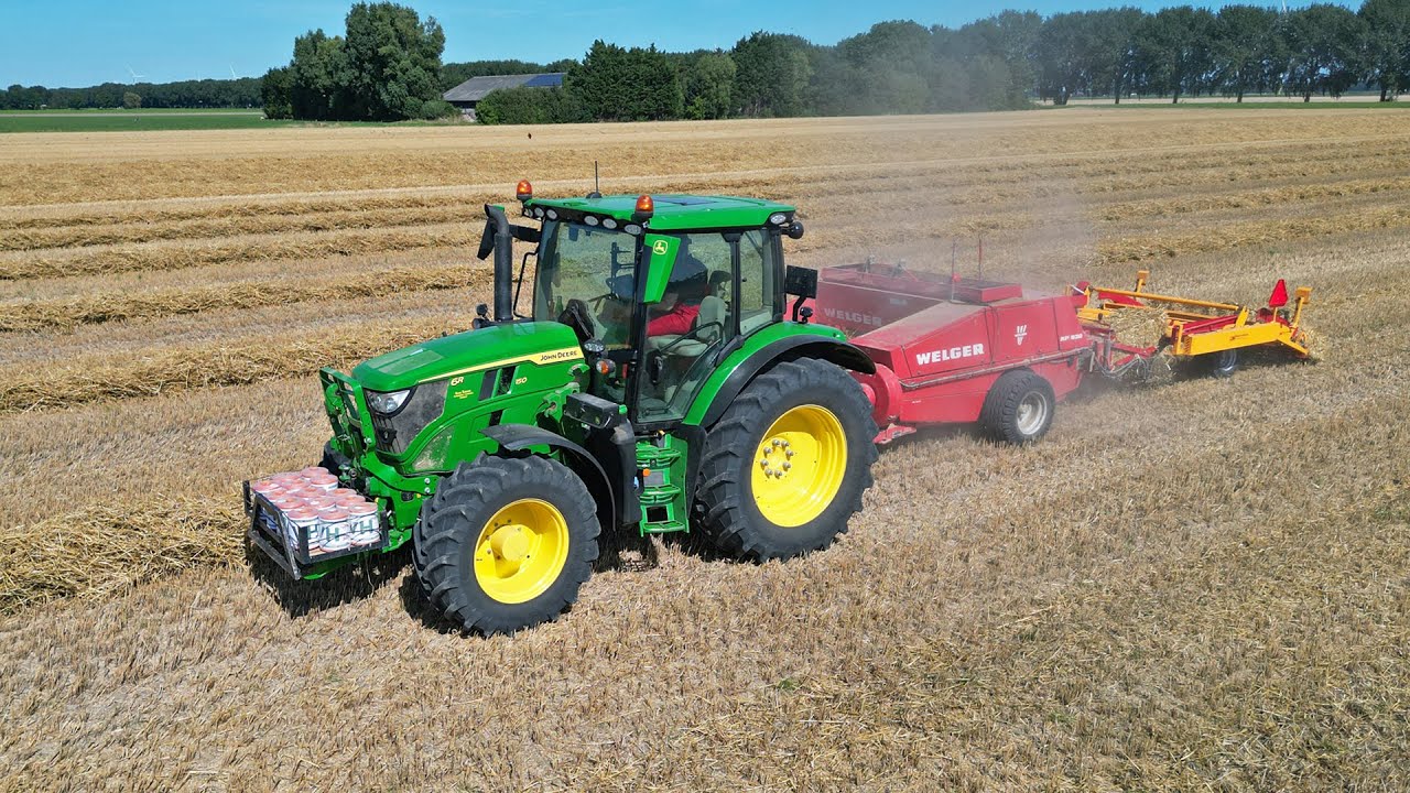 Stro Balen Persen | John Deere 6R 150 + Welger | 2024