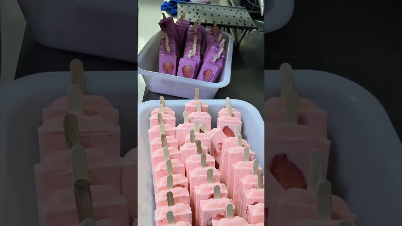 How to make fresh milk fruit ice popsicle? #machine #smallbusiness  #icepopsicle #machinefactory