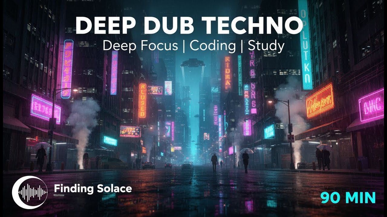 Cyberpunk Deep Dub Techno | 90 Min Futuristic City Focus Music | Blade Runner Vibes