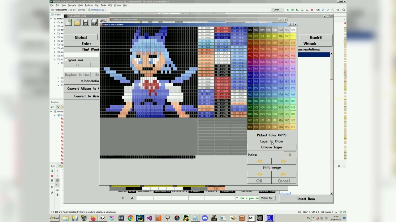 Hand-drawn animated Cirno in Fortari 48Px