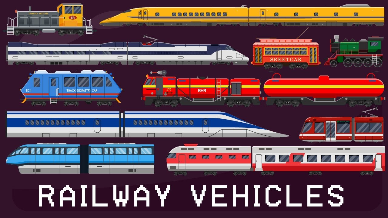 Learn Railway Vehicles | Passenger train, high speed train, monorail train #train #vehicles #railway