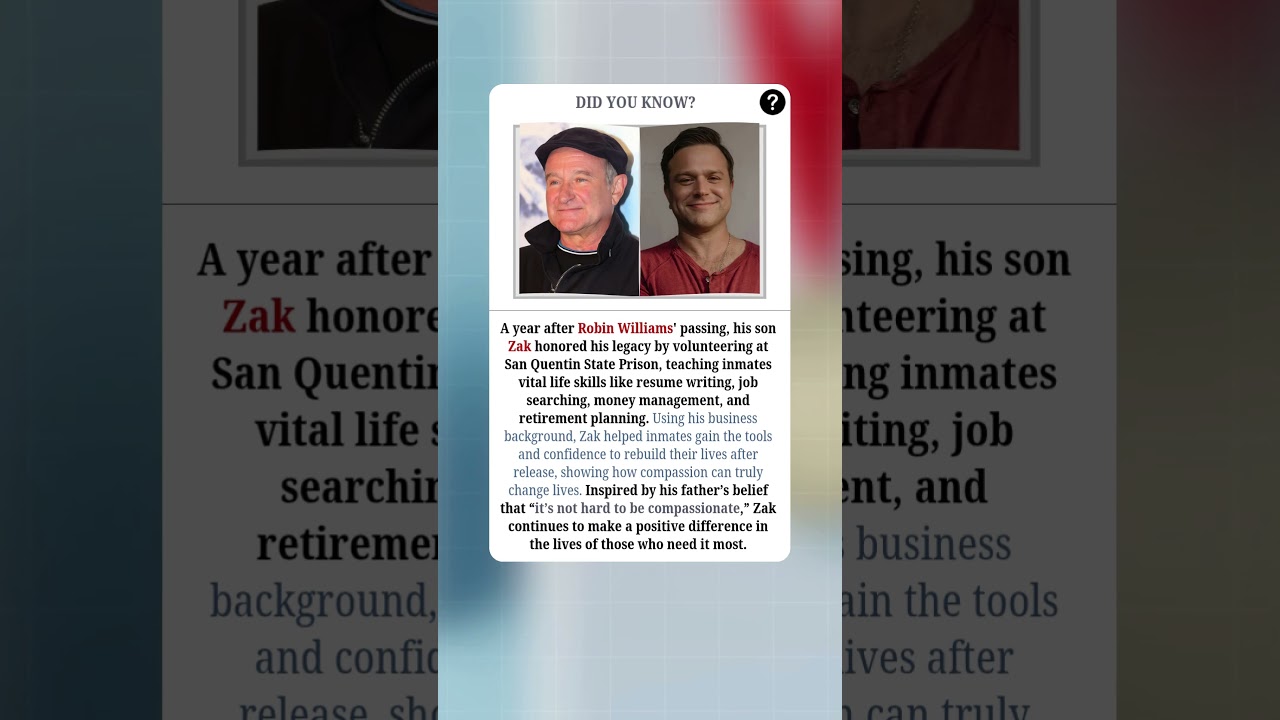 Zak Williams Honors Robin Williams by Teaching Inmates | #fact #facts #shorts