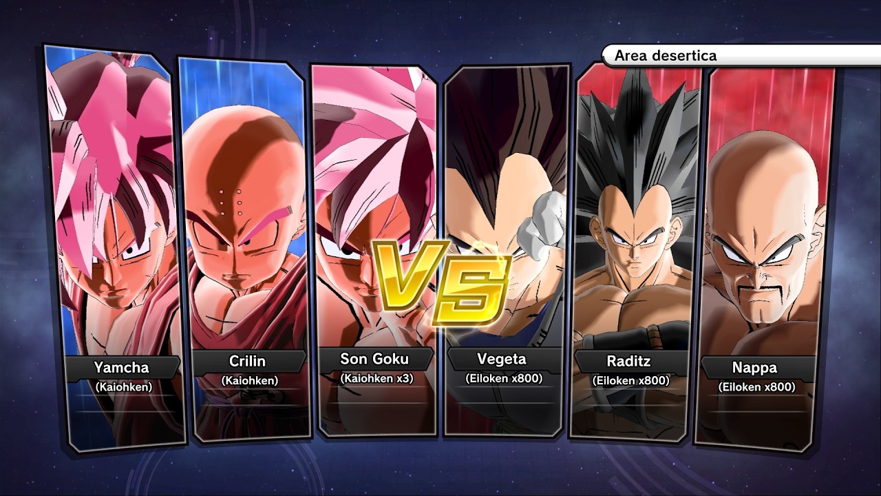 XV2 (PC): Goku Kaiohken x3/Crilin Kaiohken/Yamcha Kaiohken vs Vegeta/Raditz/Nappa Eiloken x800