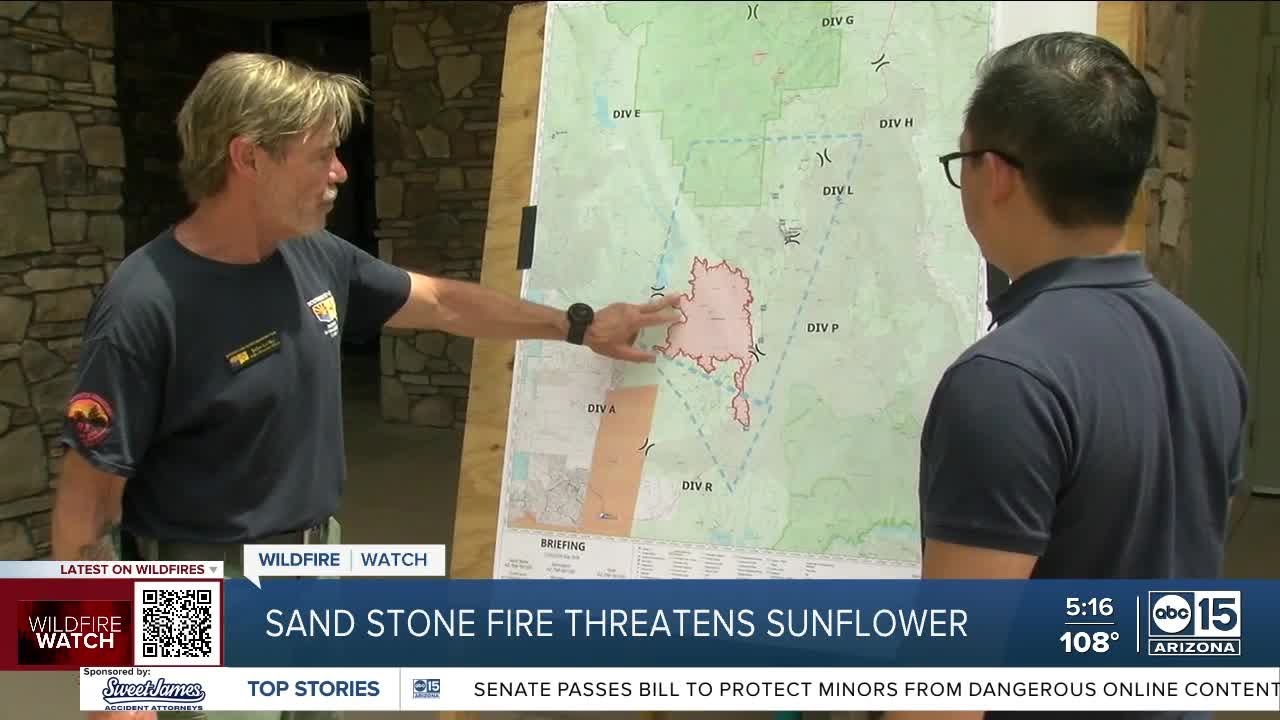 Sand Stone Fire continues to grow, threatens Sunflower neighborhoods