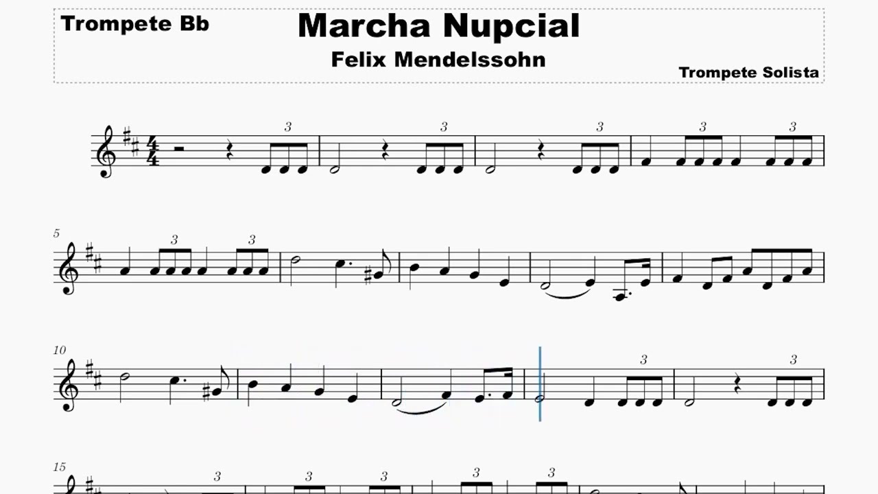 Marcha Nupcial (Mendelssohn) Partitura - Trompete em Sib! #casamento #trompete #partituras #musica