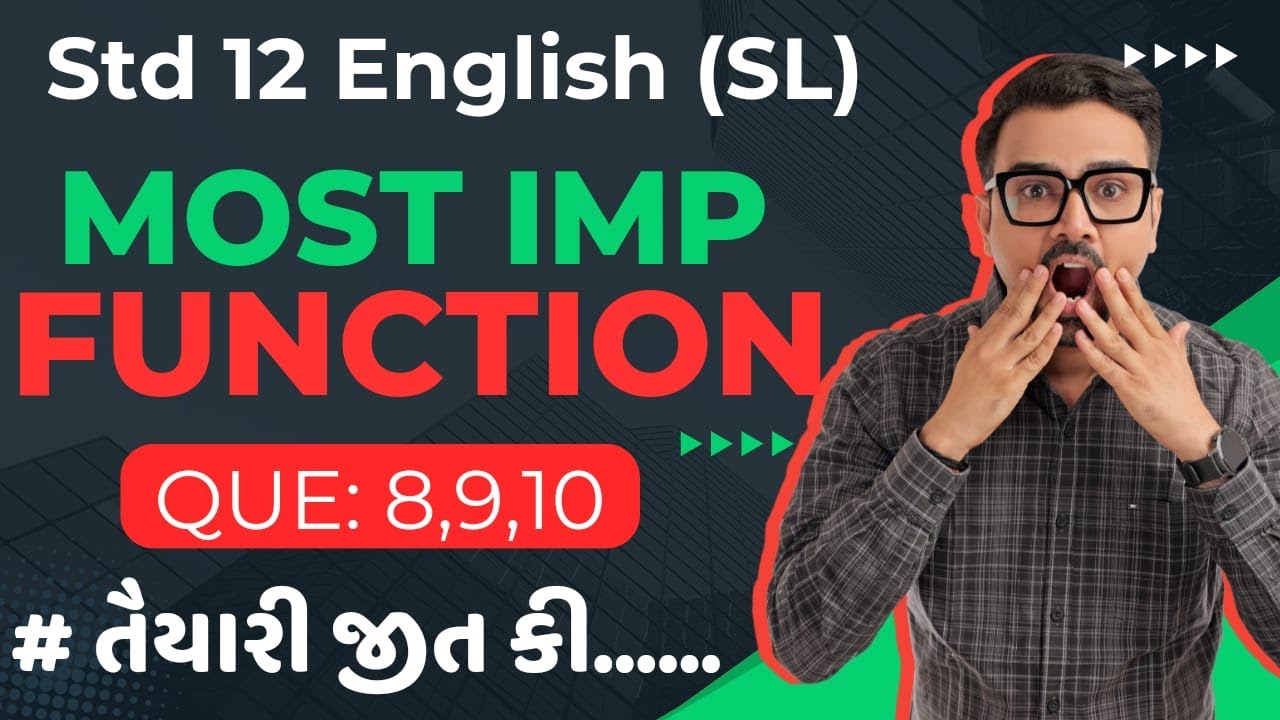 Most IMP Function | Std.12 English (SL) Board Exam 2025 | English Grammar | Taiyari jeet ki