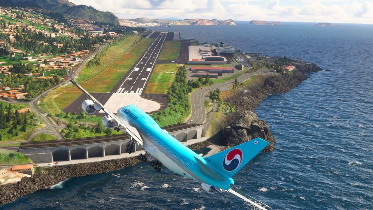 Short Runway Challenge | Boeing 747 KOREAN AIR Landing at Madeira Intl Airport #airplanes #aviation