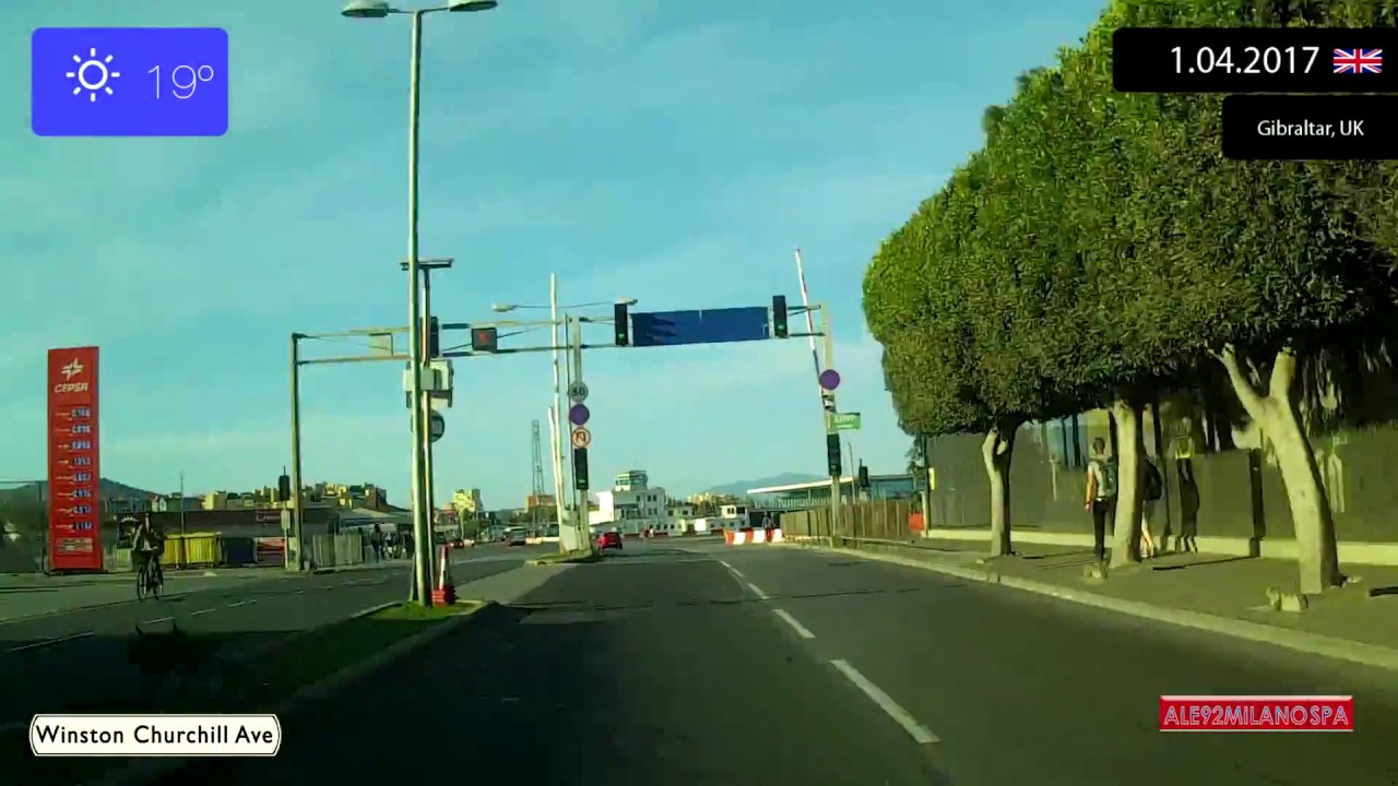 Driving from Gibraltar (United Kingdom) to Los Barrios (Spain) 1.04.2017 Timelapse x4