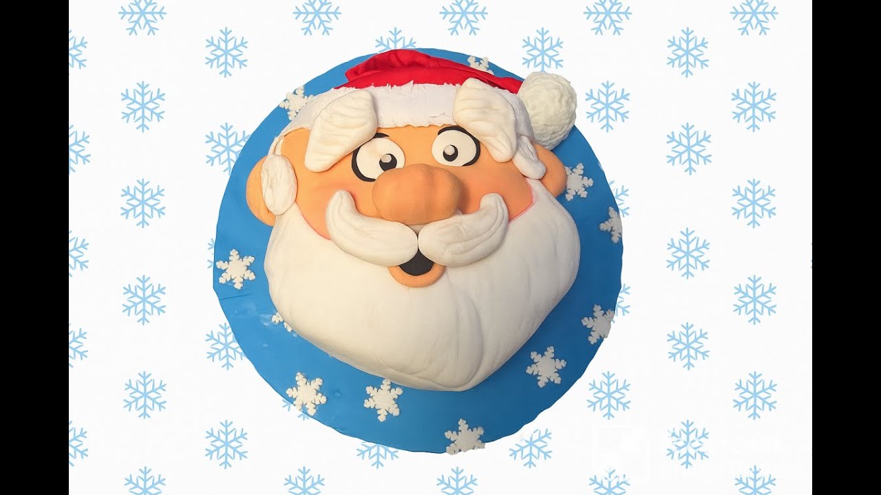Arte navideño en fondant, pastel de Carita de Santa