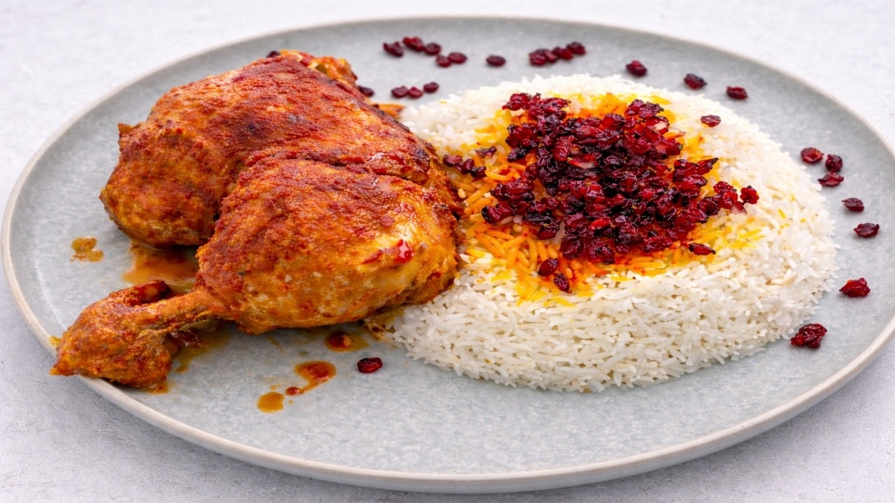 Zereshk Polo ba Morgh | Persian Saffron Chicken with Barberries