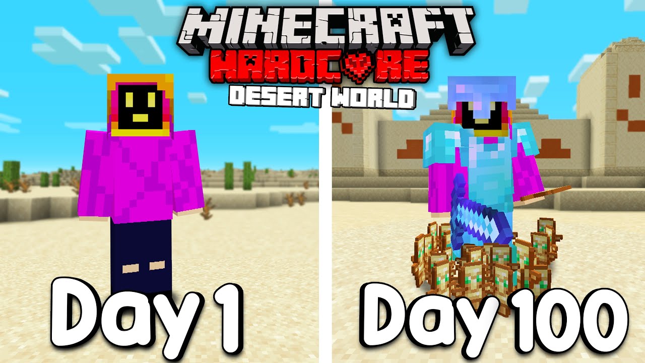 I Survived 100 Days Of Hardcore Minecraft, In A Desert Only World...