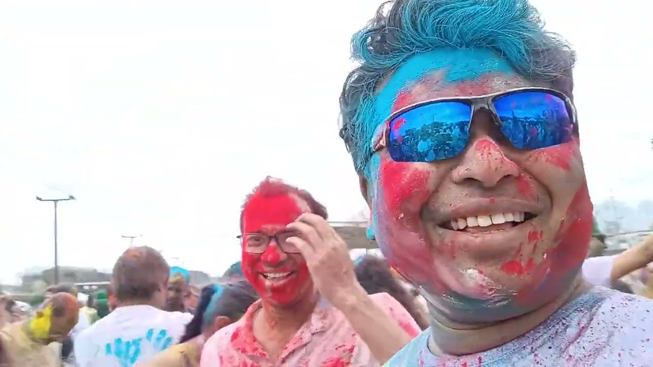 Playing Holi with friends 2024