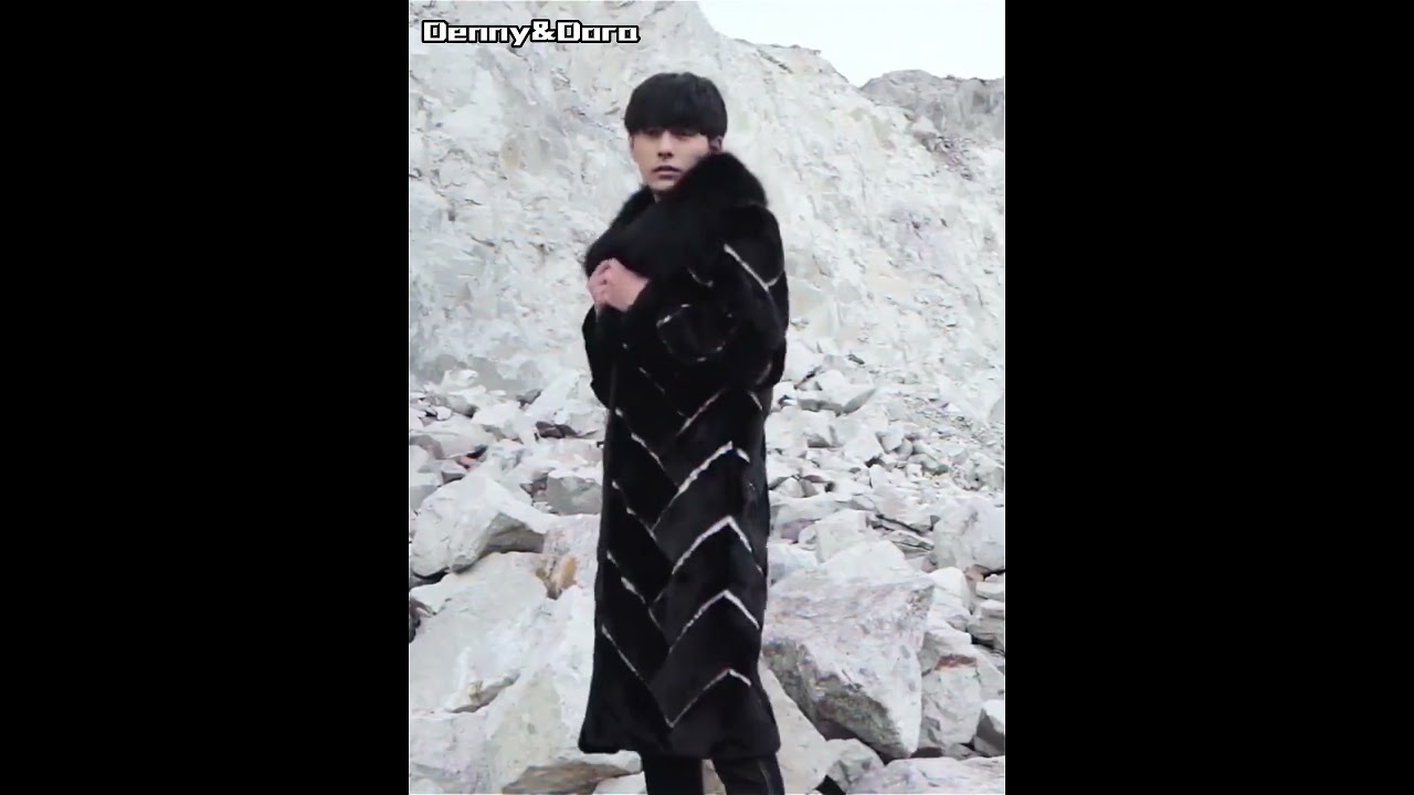 Denny&Dora Imported Men&rsquo;s Black Mink Fur Coat Python Skin Fur Jacket Long Winter Trench Coat