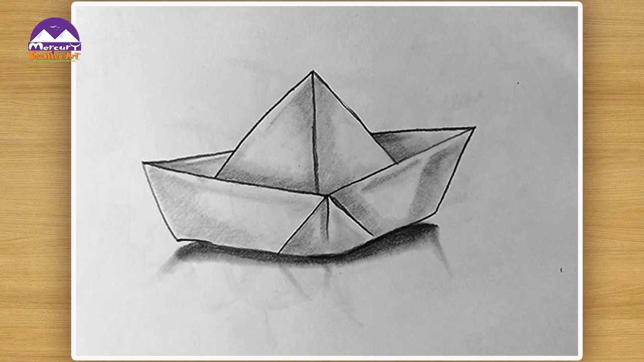 Easy 3D Paper Boat Drawing for Beginners