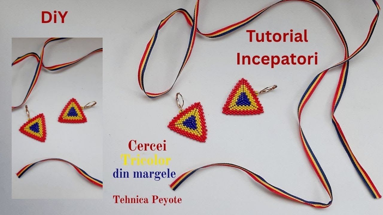 Cum sa faci cercei tricolor din margele Delica - pentru incepatori/Beaded tricolor earrings