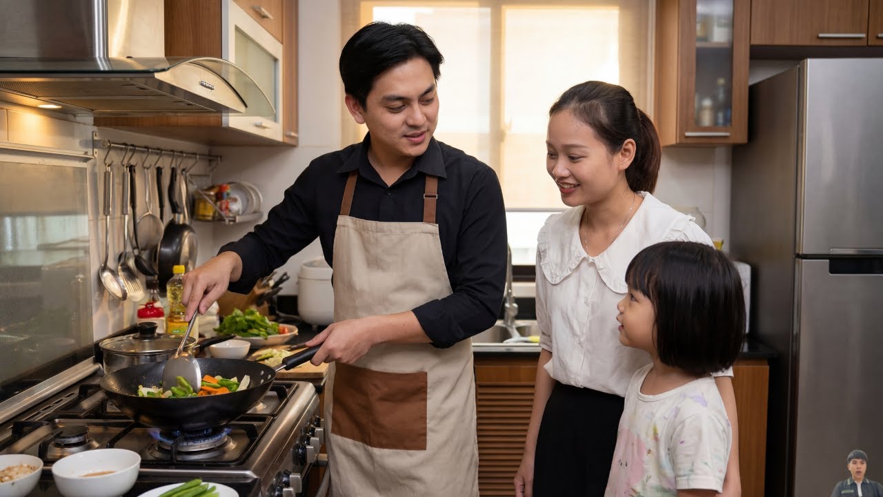James showcased his cooking skills for Diep and little Nhi to enjoy. Side Story
