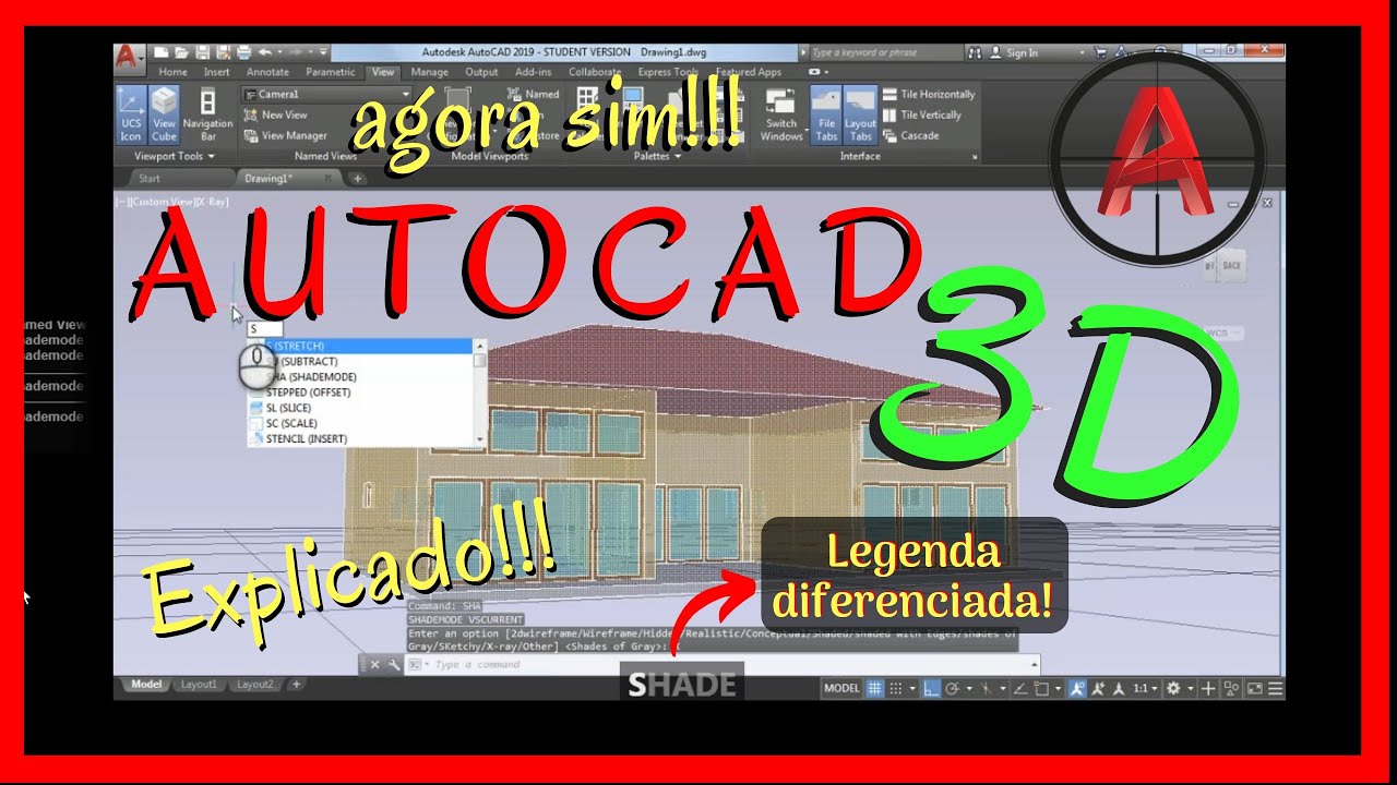 AUTOCAD 3D TUTORIAL COMPLETO - SUA CASA EM 3D COM PERSPECTIVA E PONTO DE FUGA