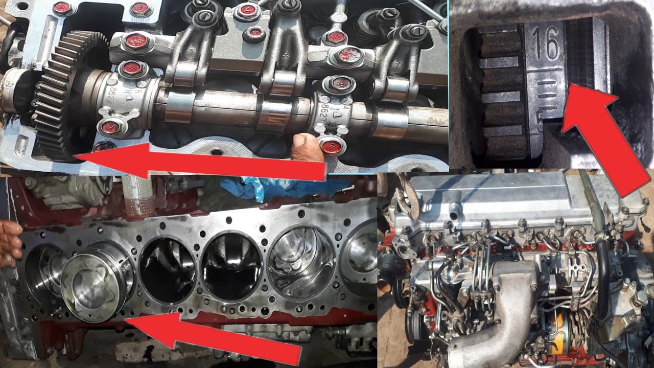 6 cylinder engine fitting | ring Piston came timing pump timing Hino JO8E 8C part 5