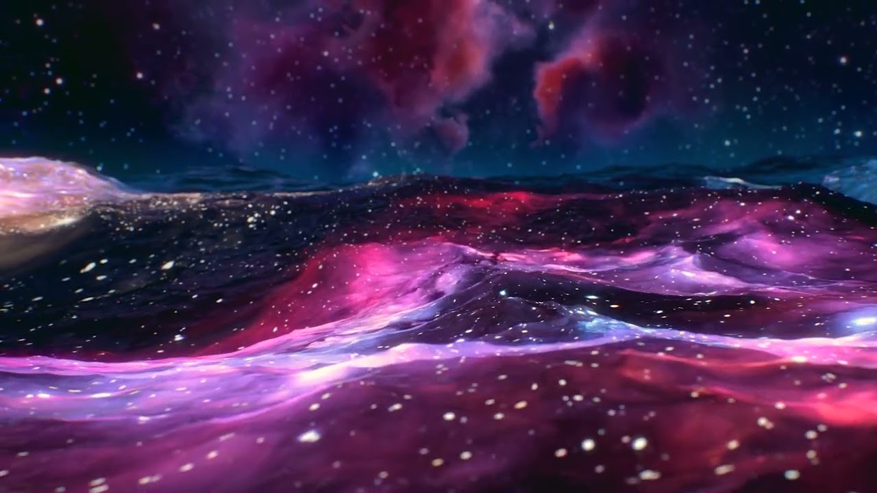 Water Waves Reflecting Neon Space and Stars | HD Relaxing Screensaver