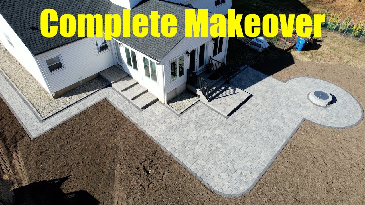 Amazing backyard makeover - Pavers, Fire pit, Walkway