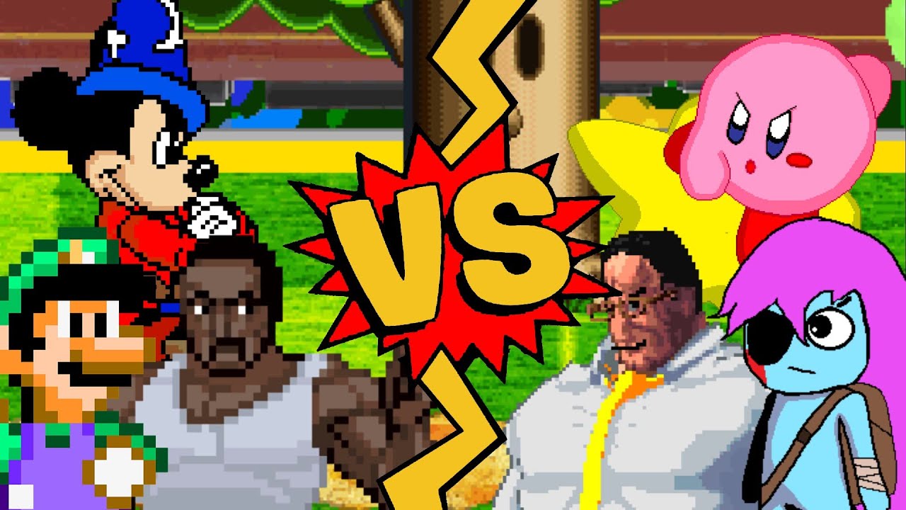 M.U.G.E.N Battles | Mickey Mouse/Carl Johnson/Power Star Luigi vs Kirby/Pibby/Senator Armstrong