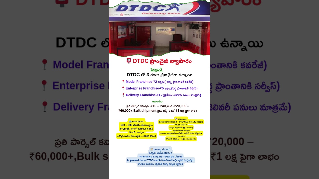 DTDC Franchise Business | Business Ideas Telugu | Low Investment | HighProfit #business