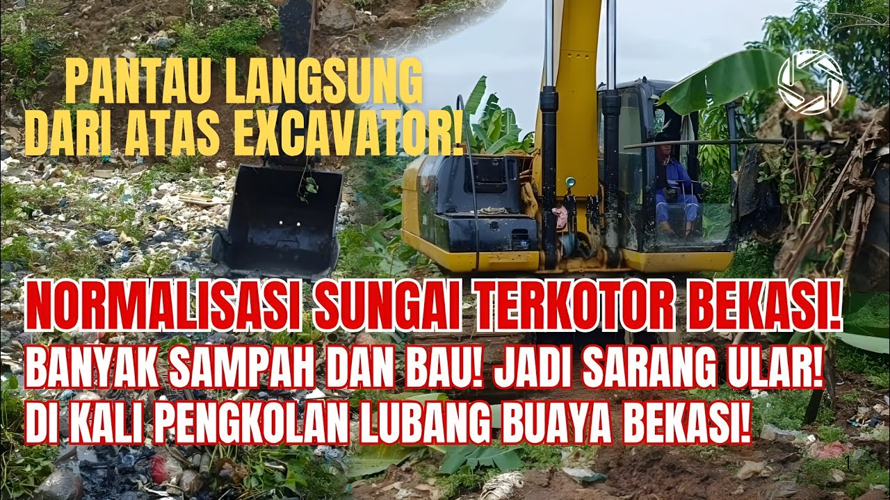 NORMALISASI SUNGAI TERKOTOR BEKASI❗SAMPAH NUMPUK JADI SARANG ULAR❗KALI PENGKOLAN LUBANG BUAYA❗#kdm