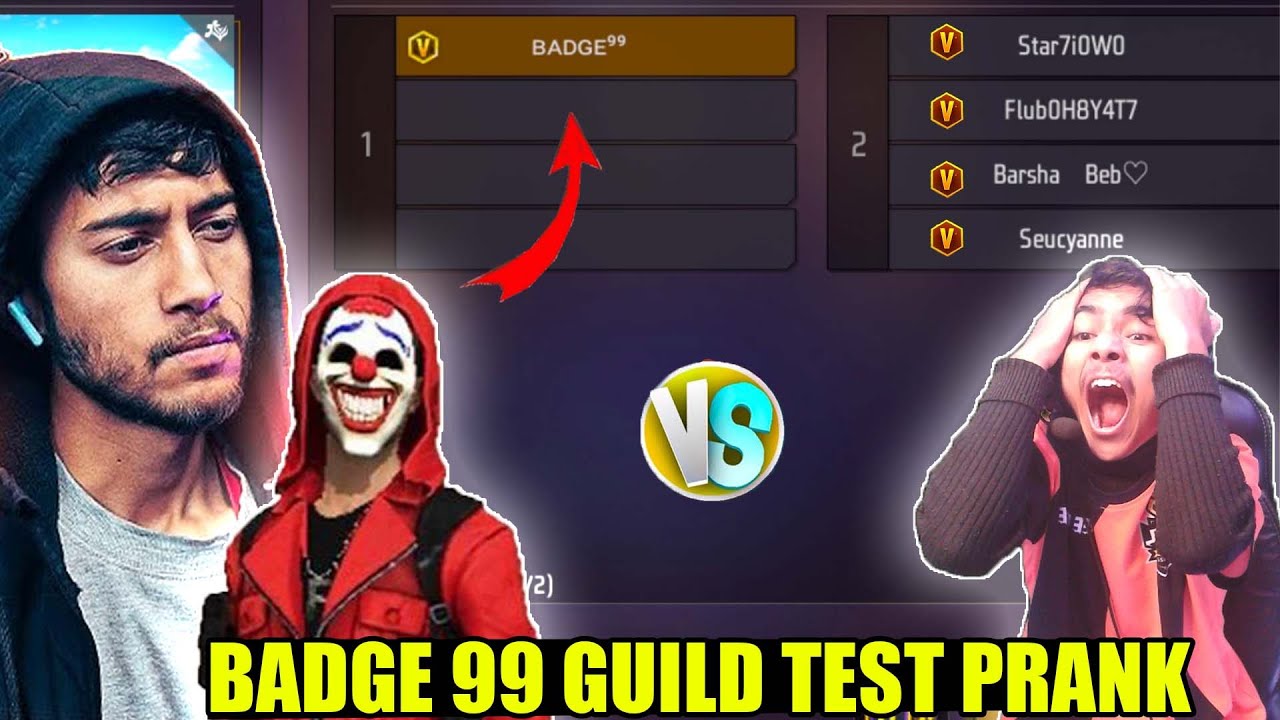 Badge 99 v badge guild test prank on random youtuber😱 he call me hacker - Garena free fire