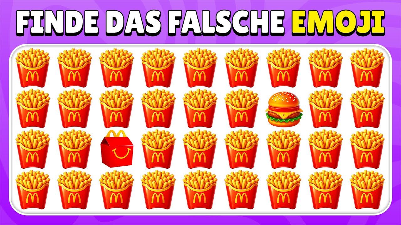 Finde das falsche Emoji - McDonald’s Menü-Edition 🍟🍔🥤 | Leicht, Mittel, Schwer | Quiz Häschen