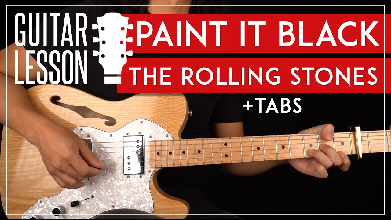 Paint It Black Guitar Tutorial 🎸The Rolling Stones Guitar Lesson |Riff + Chords + TAB|