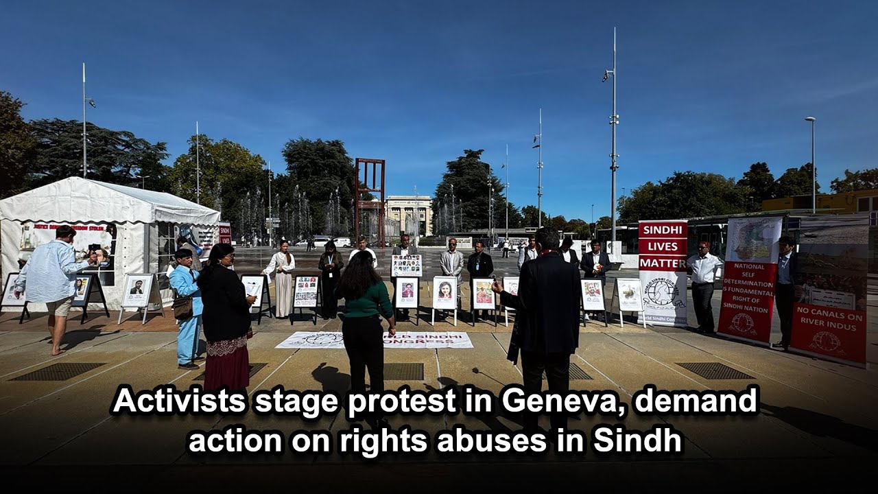 Activists stage protest in Geneva, demand action on rights abuses in Sindh