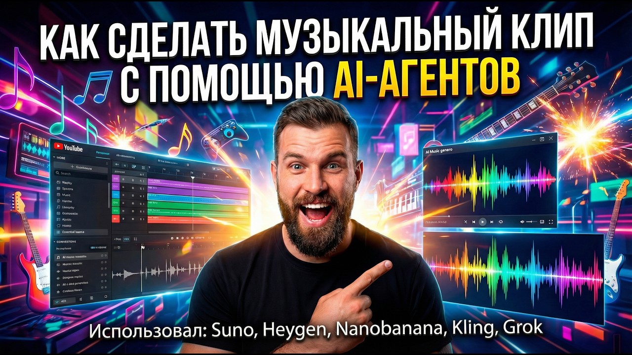 Музыкальный Клип с помощью ИИ: способ для новичков SUNO HEYGEN GROK лучшие нейросети