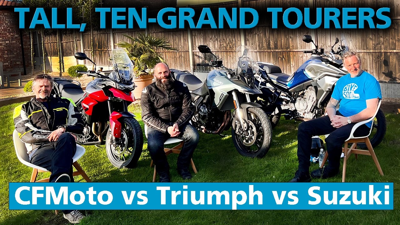 Лучший мотоцикл для активного отдыха (2024)? CFMoto 800MT Sport, Suzuki V-Strom 800RE, Triumph Ti...