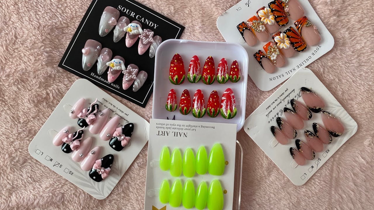 Handmade Press-On Nail Collective Haul Pt. 2! Neon, Charms, Autumn Sets & More! SHEIN, Temu, etc. 💗💅