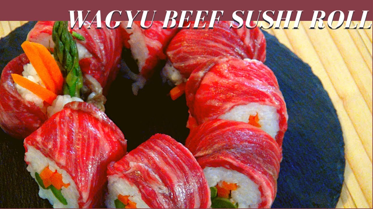 【The Wagyu show】How to make Aburi Wagyu Beef Sushi Roll(Grilled Wagyu Beef)／炙り和牛寿司ロール（巻き寿司）