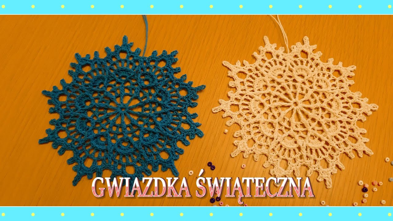 Śnieżynka/gwiazdka (wzór 1) - świąteczna zawieszka na choinkę na szydełku, film autoryzowała autorka