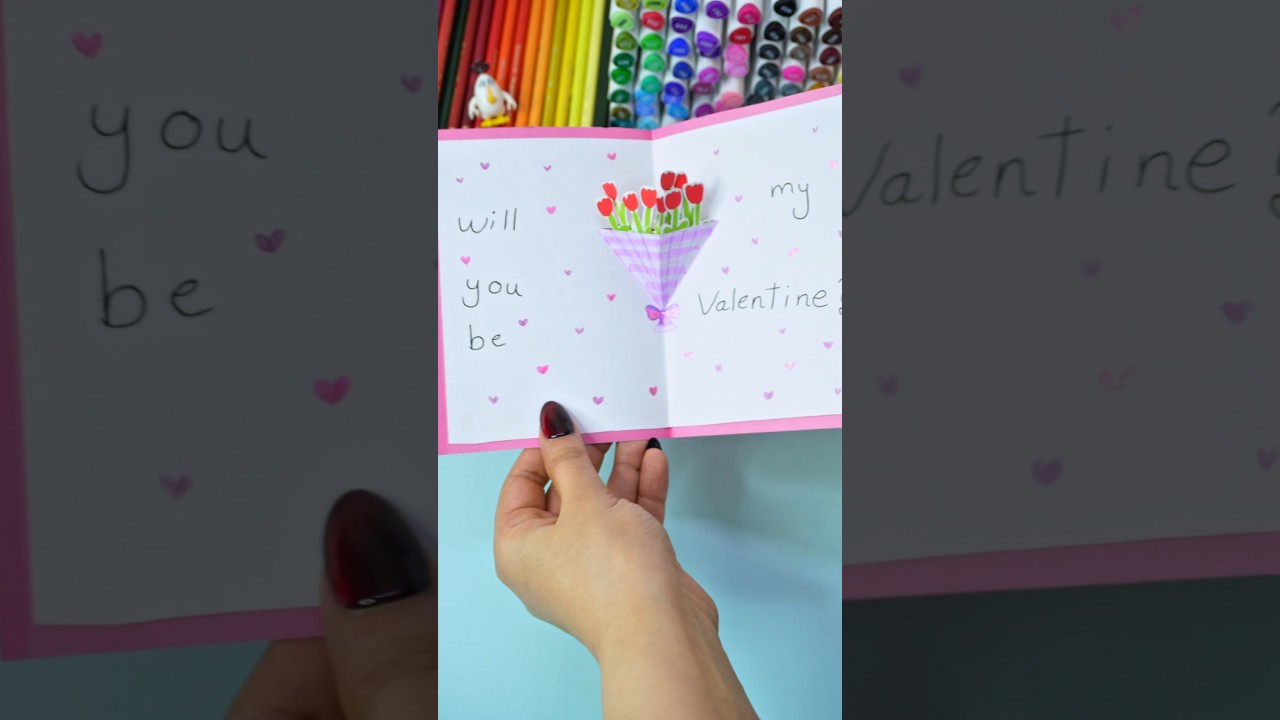 Valentine Day Card DIY &hearts;️✉️🌹 #papercrafts