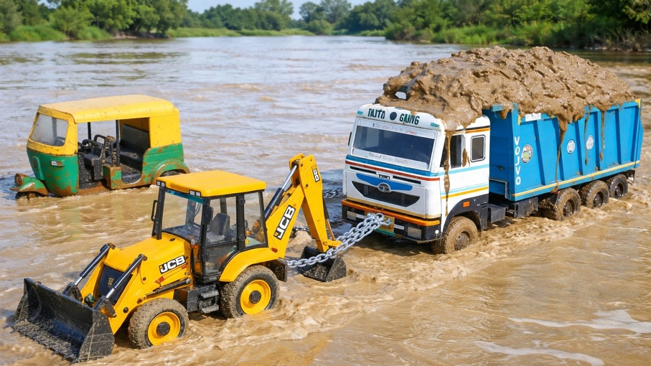Mahindra Container Sand Loading | John Deere & Swaraj Tractor | Rickshaw Accident | JCB 7CX Rescue