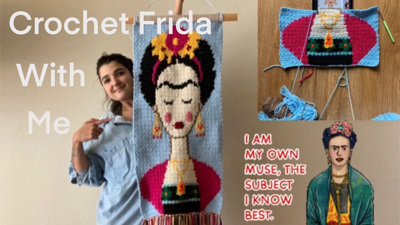 How I Crochet Frida Wall Decor, Crocheting Color Change!