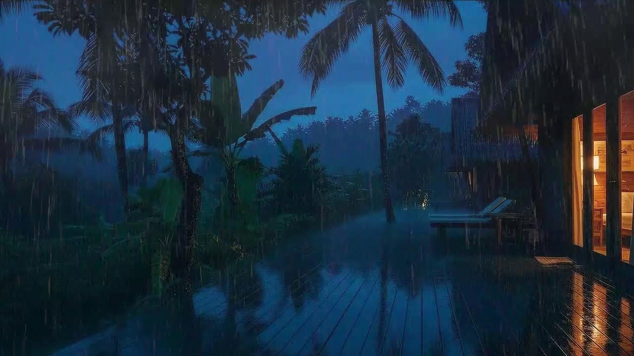 Instant Sleep with Calm Forest Rain at Cozy Cabin and Low Thunder to Release Stress 🌧️