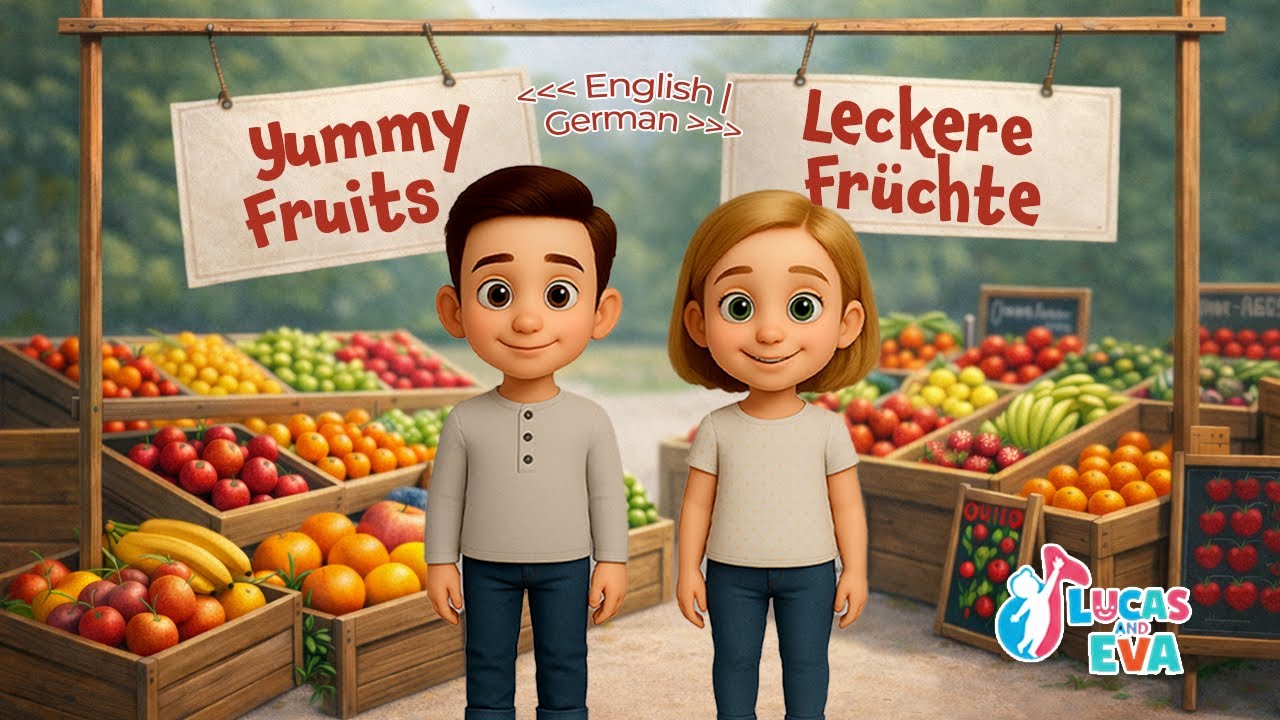 Learn Fruits in English and German with Lucas and Eva