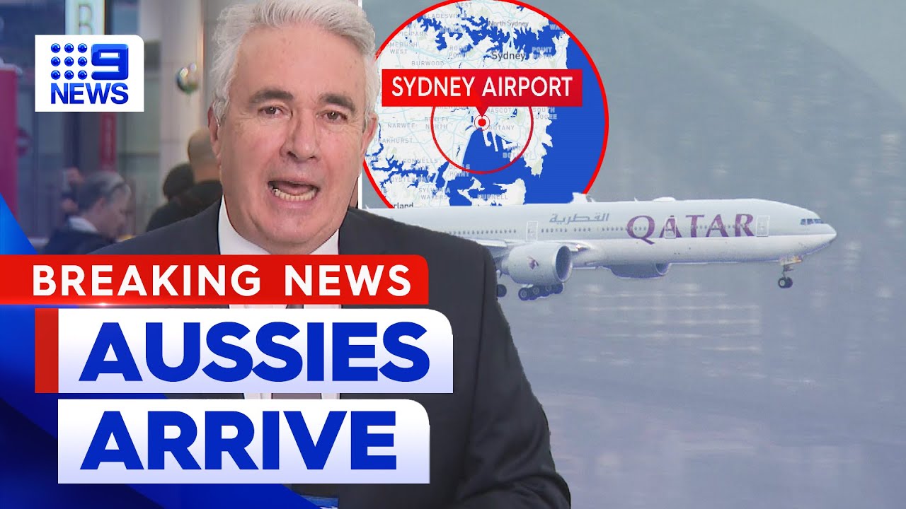 First flight carrying Aussies from Israel lands at Sydney Airport | 9 News Australia