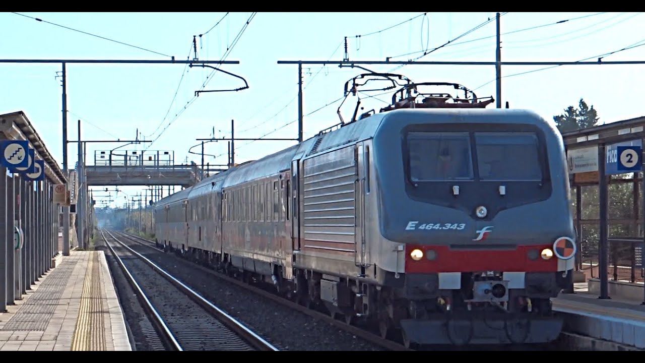 [HD - Treni] E464.343 SUN + Treno Intercity Notte 1957 Trenitalia in transito a Ficarazzi!