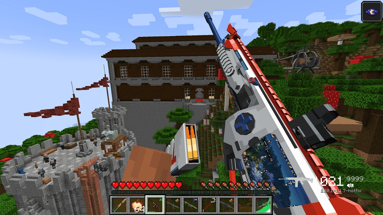 I Became the Villager Army and Destroyed a Pillager Mansion with Modern Weapons 💥