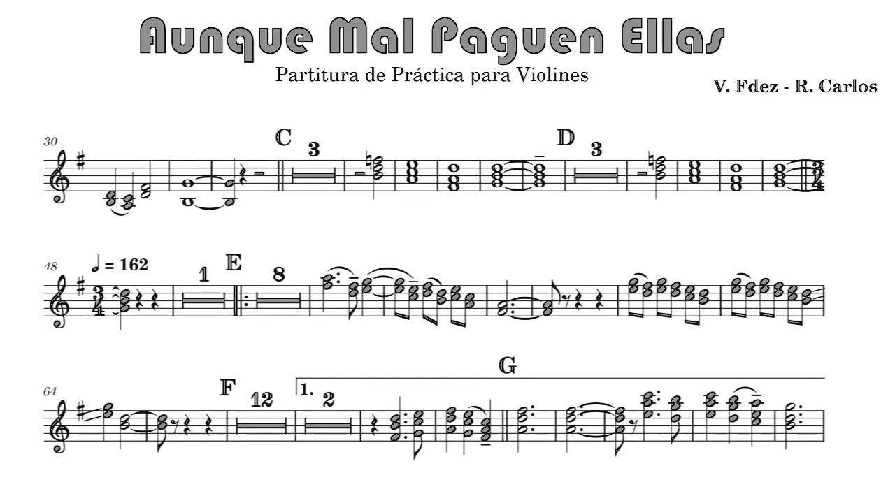 10. Aunque Mal Paguen Ellas - Partitura para Violines