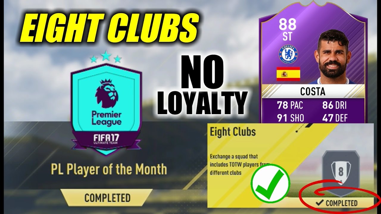 Costa POTM - EIGHT CLUBS Cheapest Solution | Squad Building Challenge | FIFA 17
