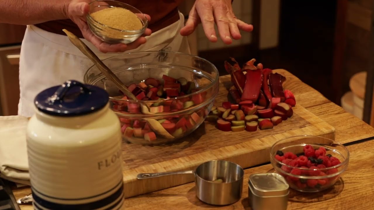 Making a Delicious Rhubarb Raspberry Crisp