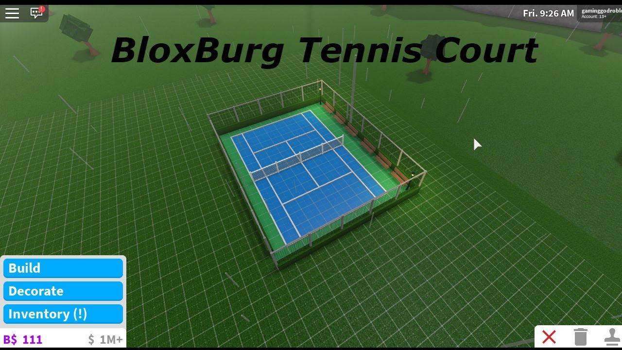 ROBLOX BLOXBURG HOW TO MAKE A TENNIS COURT